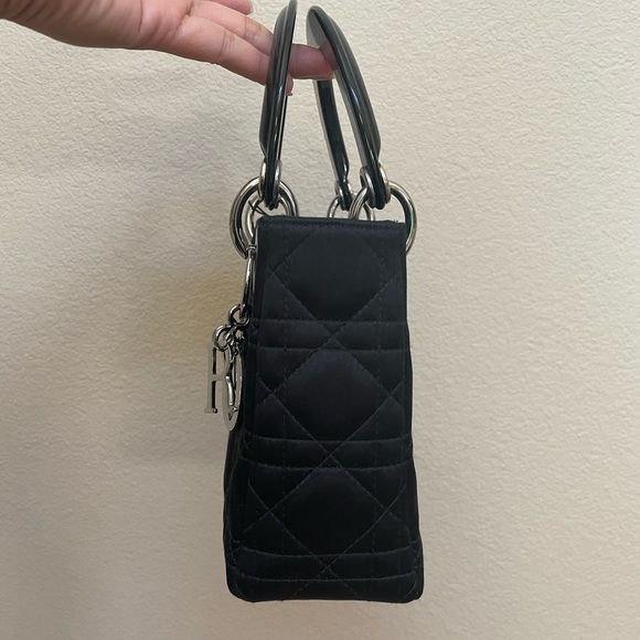 SOLD Lady Dior Mini Satin Bag Silver Hardware - Picture 3 of 13